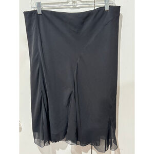 Women's Oltre Black Midi lined chiffon pull on Skirt Plus Size 16